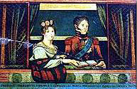 Princess Charlotte and Prince Leopold in crude copy of famous portrait