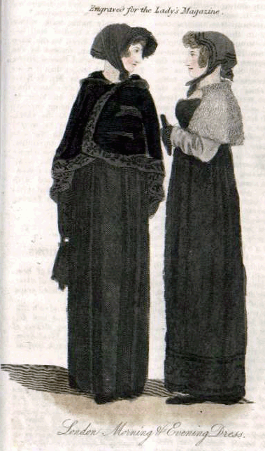 fashion plate of December 1810 mourning dresses