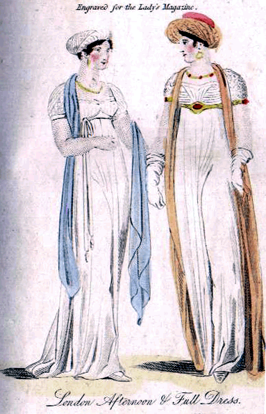 fashion plate of March 1810 dresses