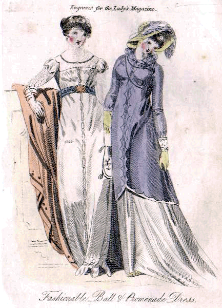 fashion plate of July 1810 dresses